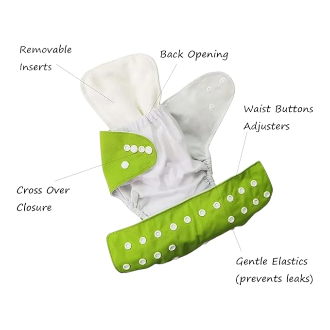 Adjustable Plain Reusable Cloth Diapers for Babies (3-15 kg)