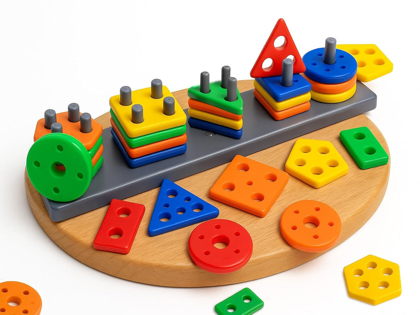 Geometric Shape Sorting & Stacking Toy for Kids