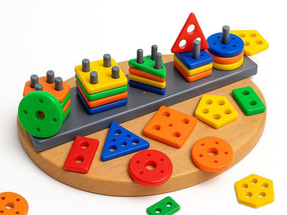 Geometric Shape Sorting & Stacking Toy for Kids
