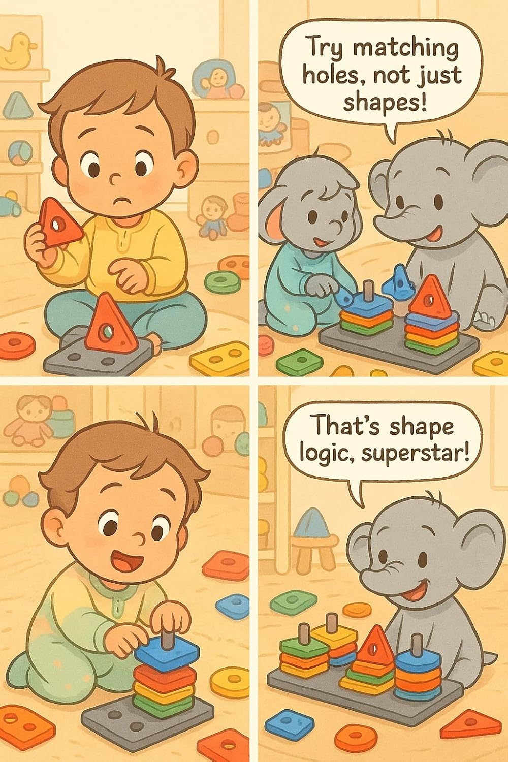 Geometric Shape Sorting & Stacking Toy for Kids