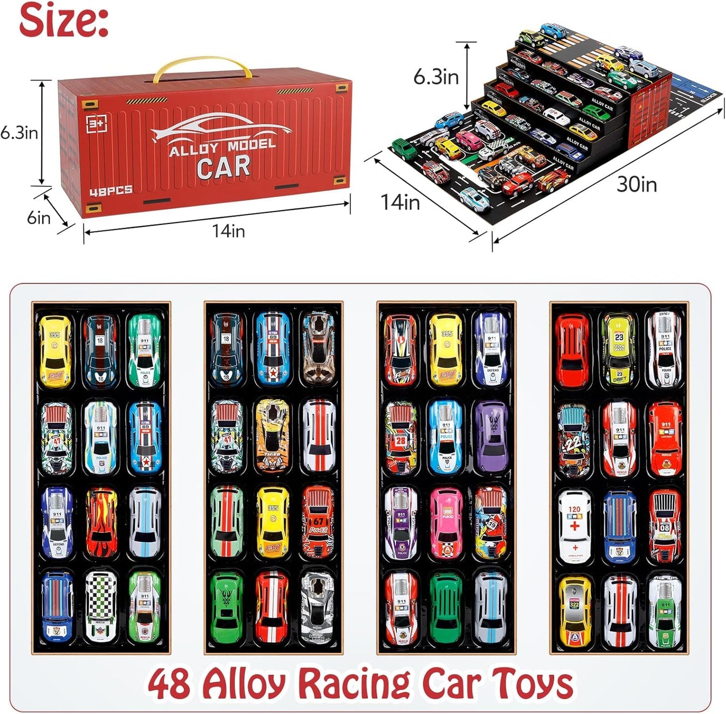 48 Pcs Pull Back Car Set for Kids