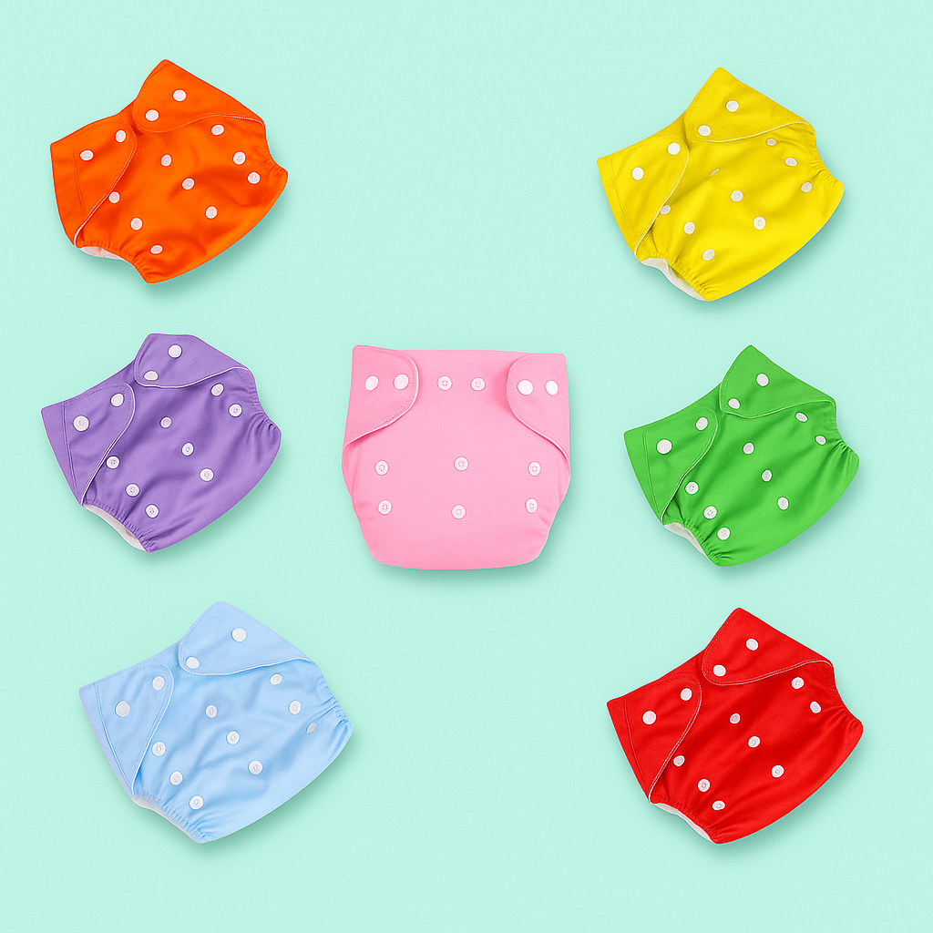 Adjustable Plain Reusable Cloth Diapers for Babies (3-15 kg)