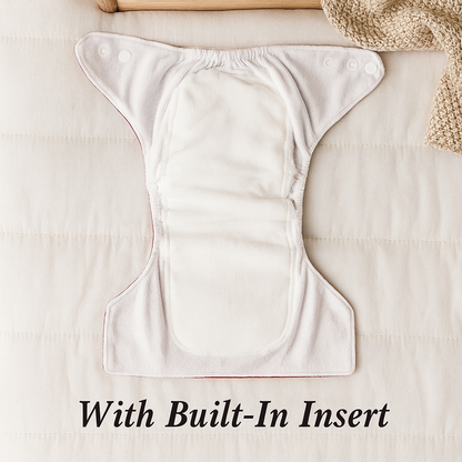 Premium Printed Reusable Baby Cloth Diaper with Built-In Insert - Pack of 2