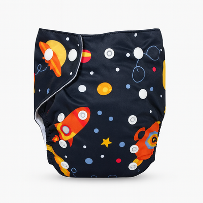 Printed Reusable Adjustable Cloth Diapers for Babies with Inserts - Pack of 2