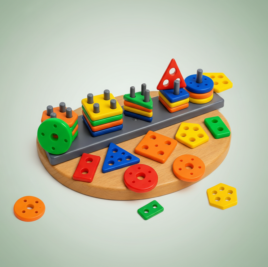 Geometric Shape Sorting & Stacking Toy for Kids