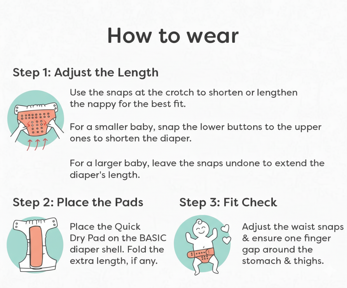 Adjustable Reusable Cloth Diapers Leak-Proof & Fits 3M–3Y (5–17kg)