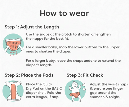 Adjustable Reusable Cloth Diapers Leak-Proof & Fits 3M–3Y (5–17kg)