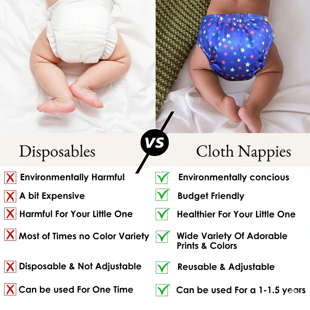 Printed Reusable Adjustable Cloth Diapers for Babies with Inserts - Pack of 2