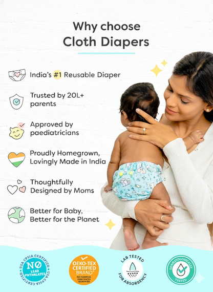 Adjustable Reusable Cloth Diapers Leak-Proof & Fits 3M–3Y (5–17kg)