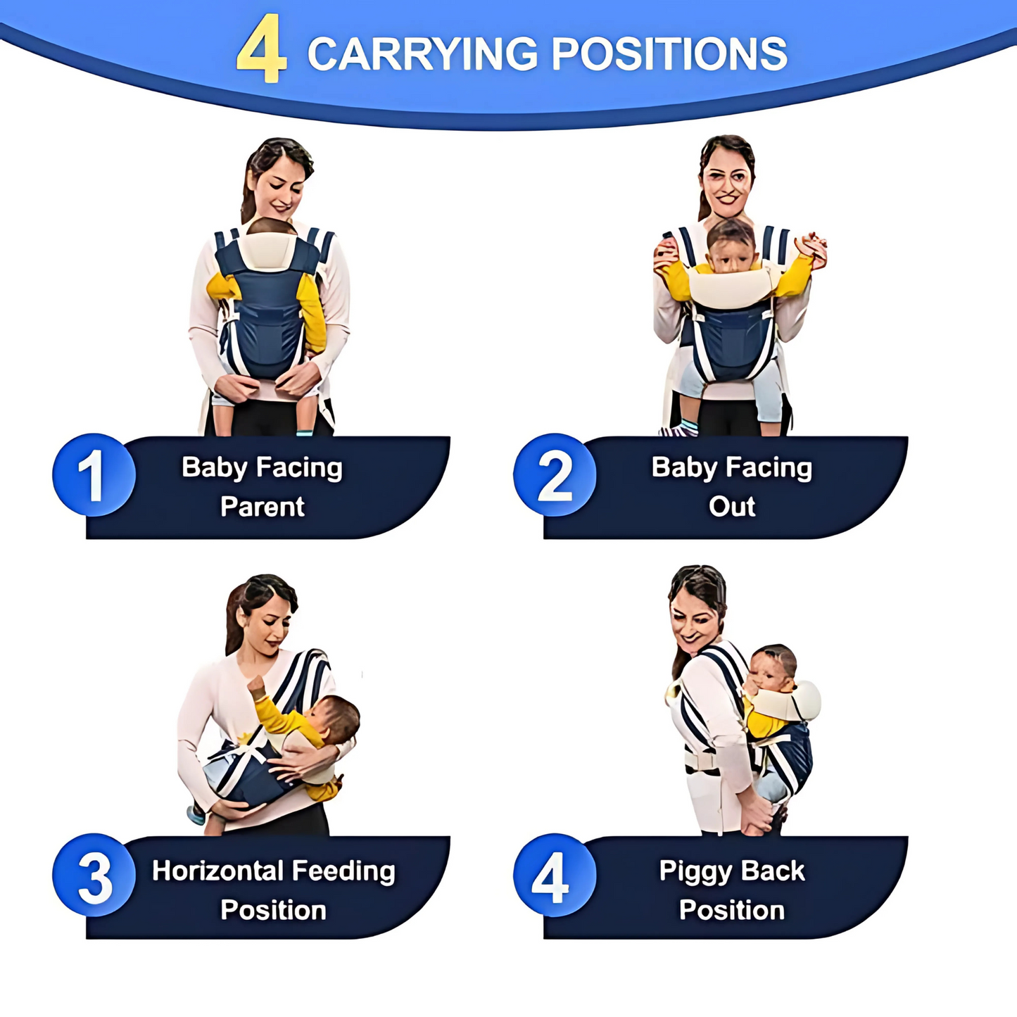 4-in-1 Adjustable Baby Carrier Bag with Safety Belt