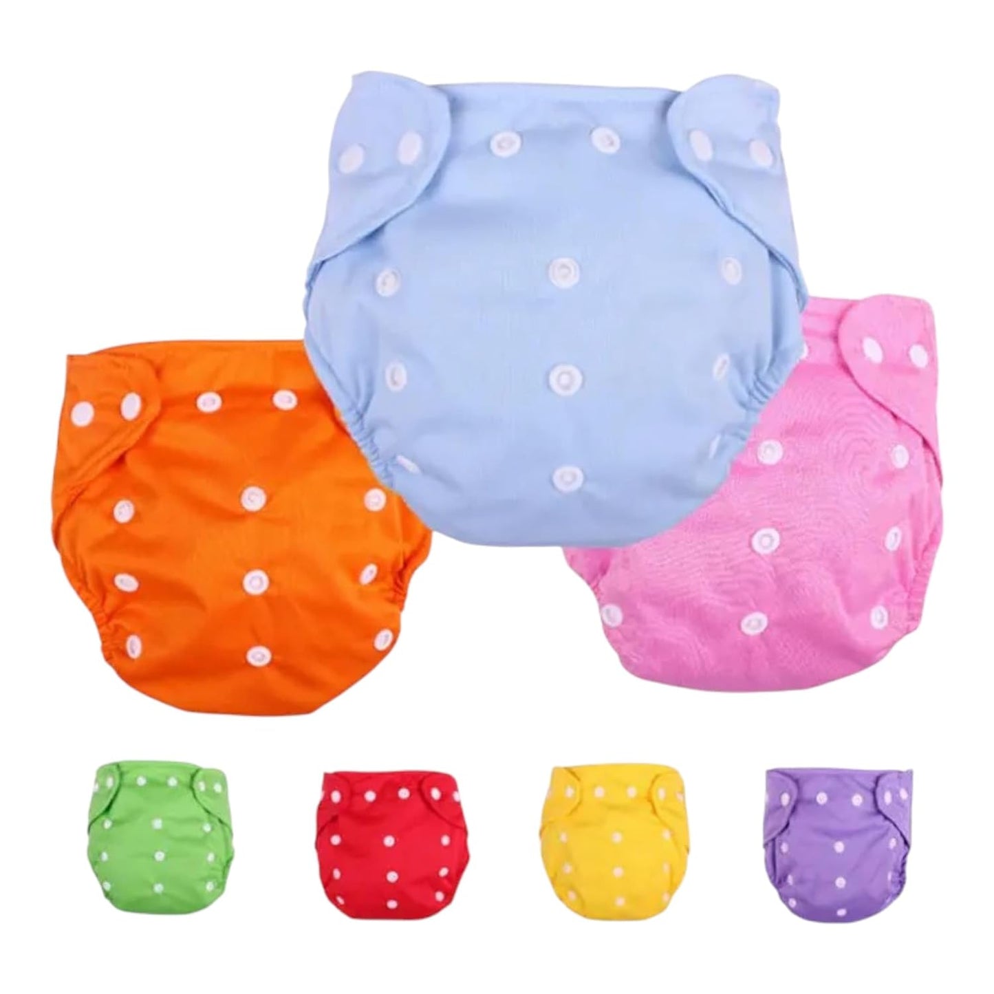 Adjustable Plain Reusable Cloth Diapers for Babies (3-15 kg)